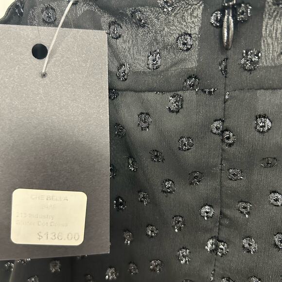 NWT 213 Industry Black Glitter Dot Mini Dress Medium - Picture 3 of 6